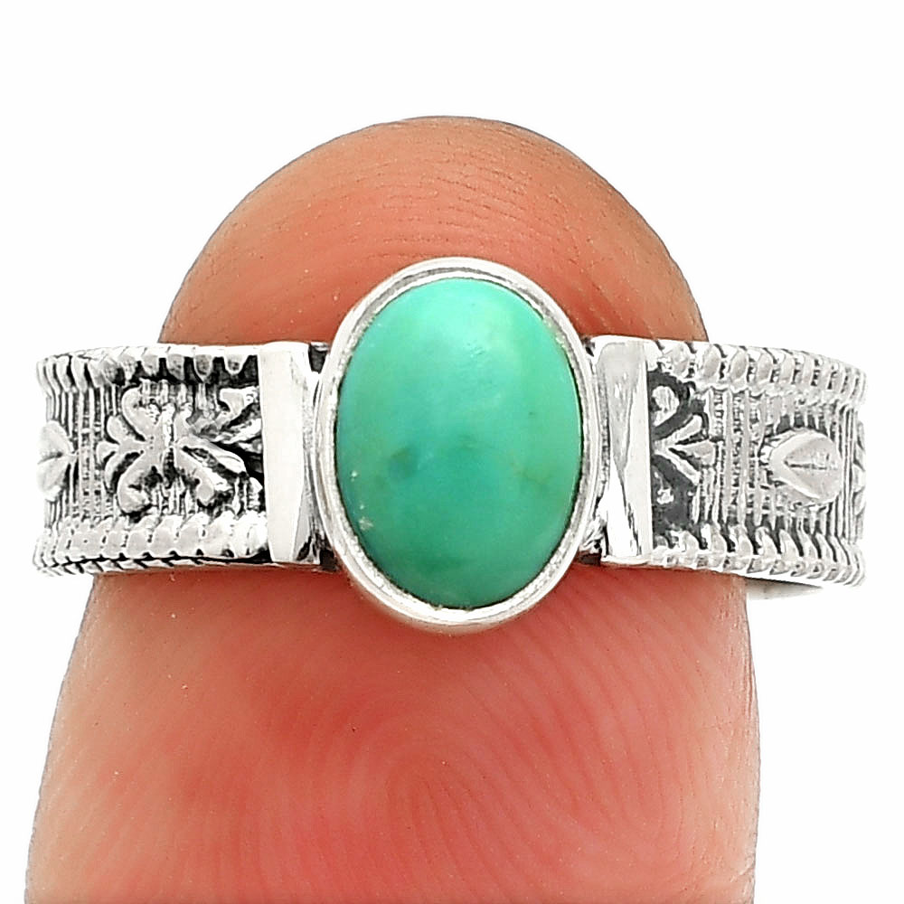 Sleeping Beauty Turquoise - USA 925 Sterling Silver Ring s.8 Jewelry R-1058