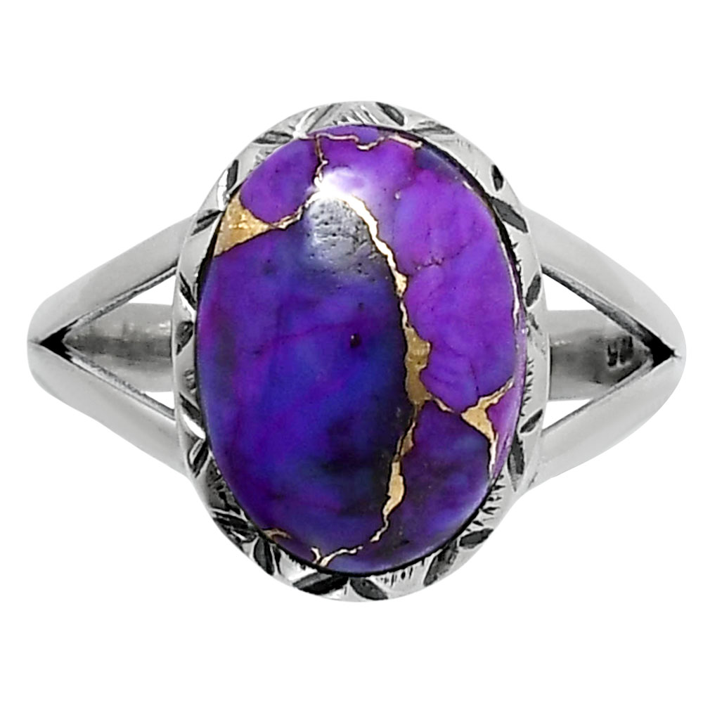 Premium Copper Purple Turquoise 925 Sterling Silver Ring s.9 Jewelry R-1074