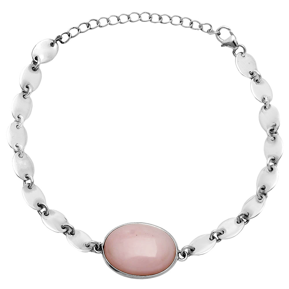 Premium Quality Natural Pink Opal - Australia 925 Silver Bracelet Jewelry B-1044