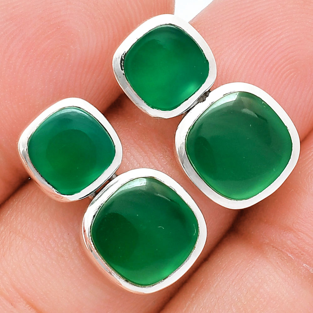 Natural Gemstones Cushion Shape 925 Sterling Silver Earrings E-1252 AGE1011