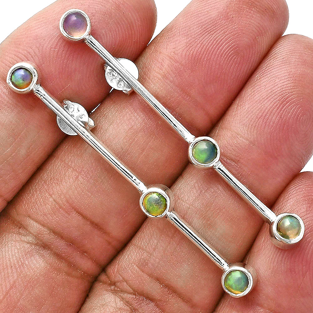 Natural Gemstones Round Shape 925 Sterling Silver Earrings E-1255 AGE1017