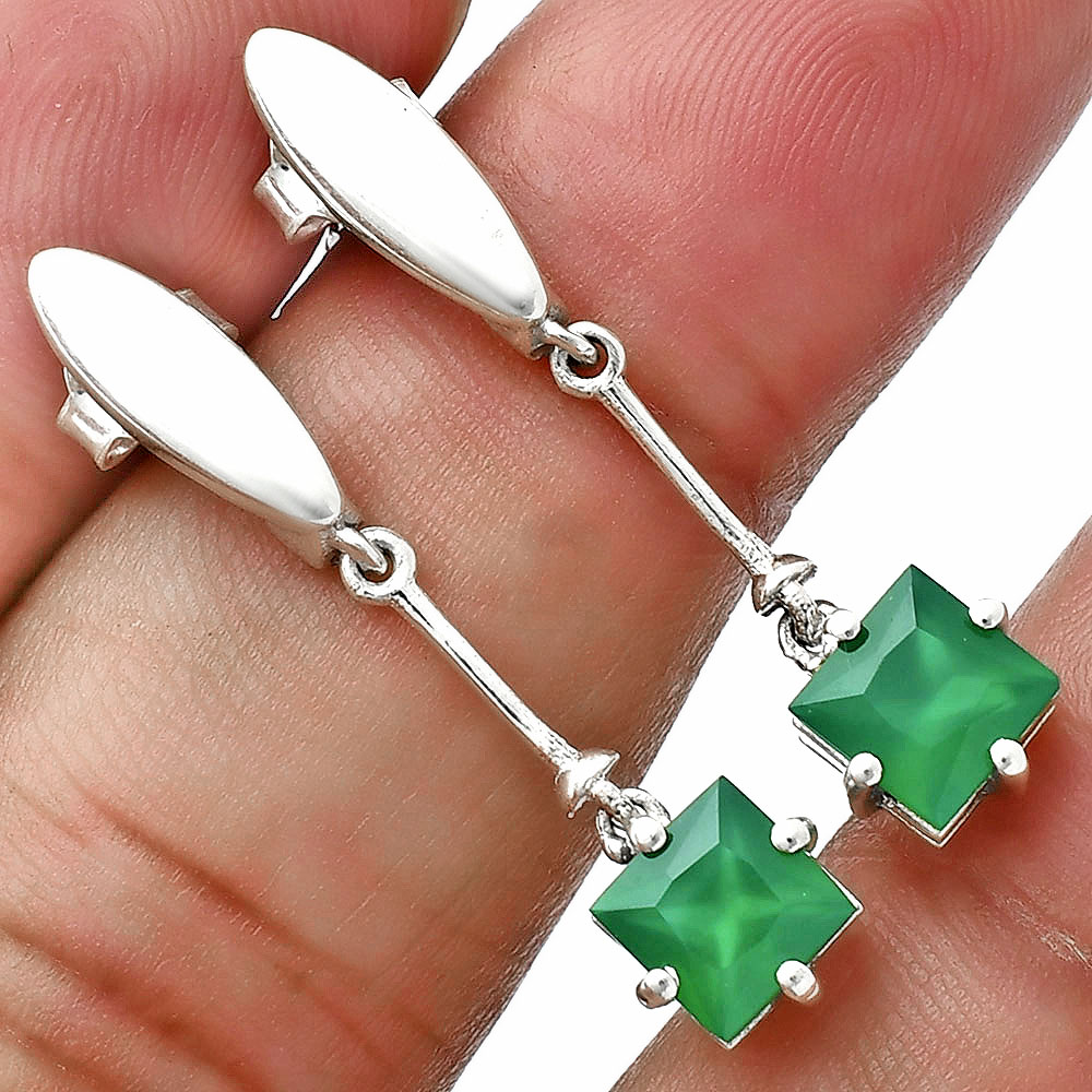 Minimalist Square Cut Gemstone Earrings in 925 Sterling Silver for Women AGE1025