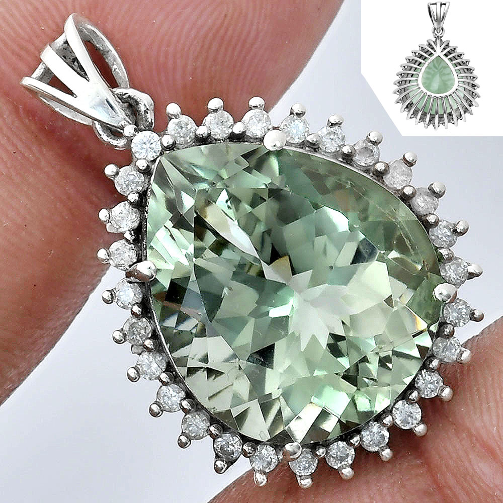 Statement Luxury Halo Pear Cut Gemstone Pendant in 925 Sterling Silver AGP1003