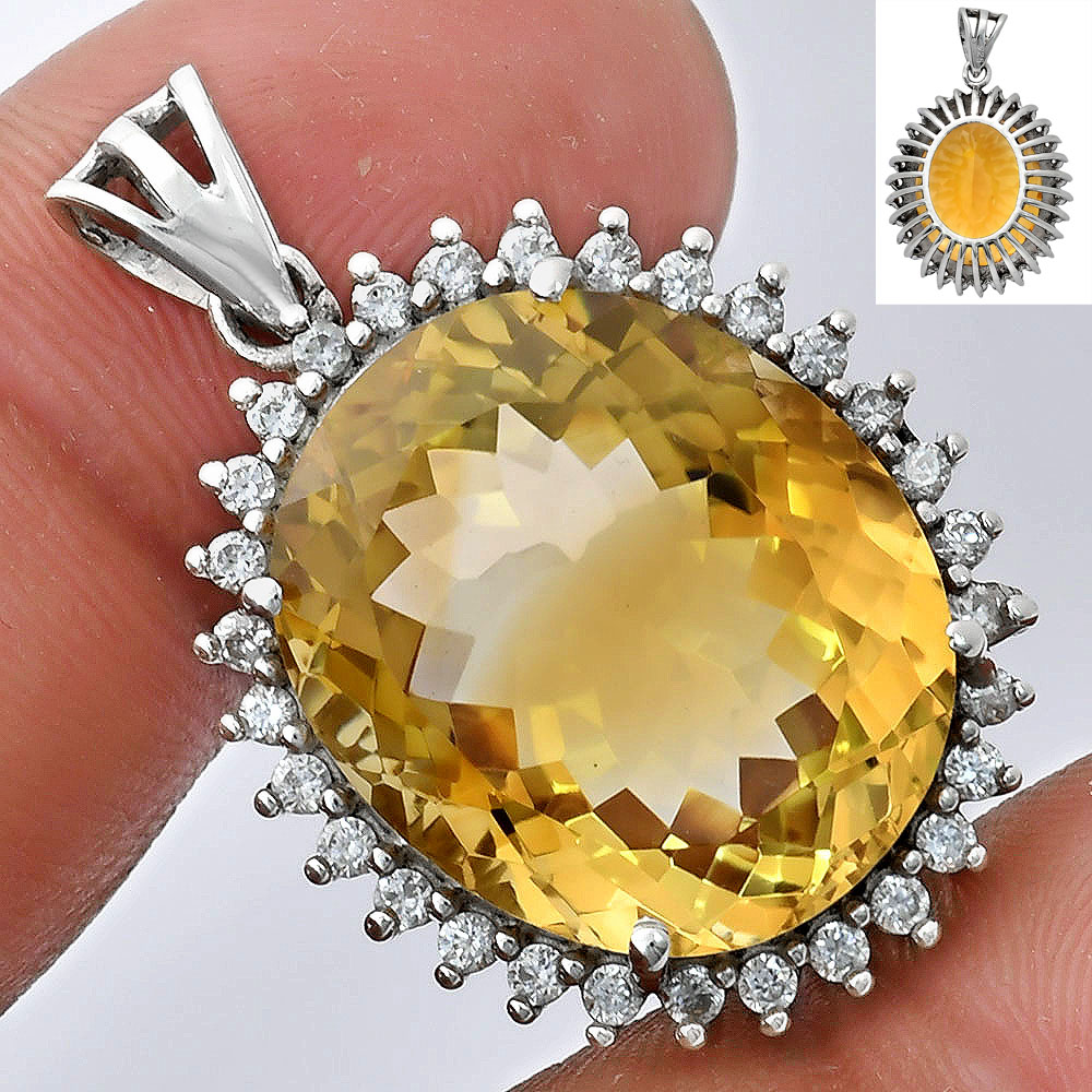 Vintage Oval Cut Gemstone Halo Pendant in 925 Sterling Silver for Women AGP1004