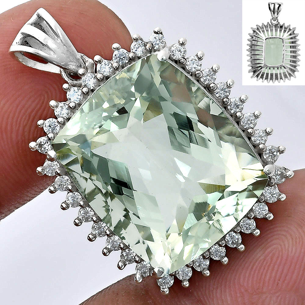 Cushion Cut Gemstone Halo Pendant in 925 Sterling Silver for Women AGP1005