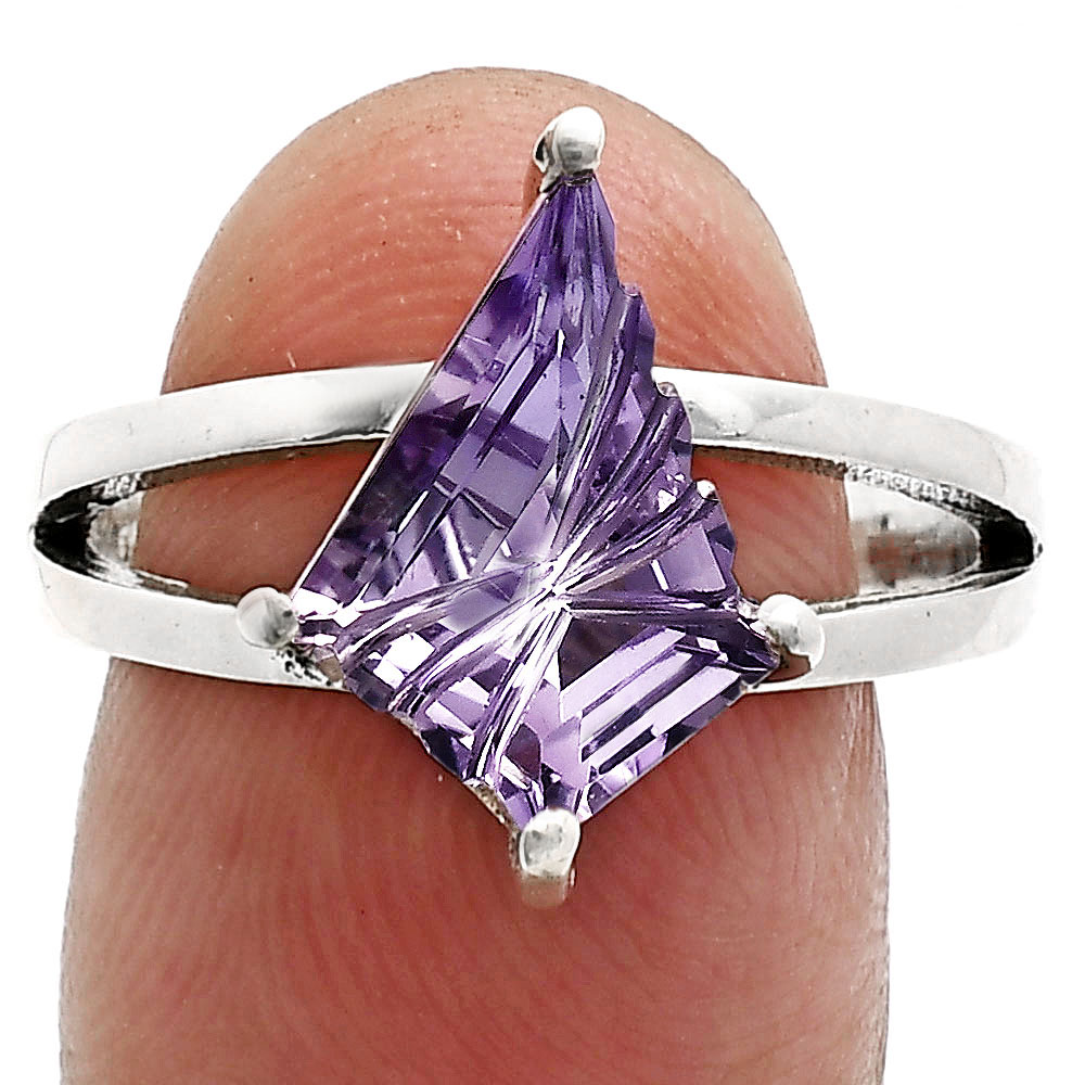 925 Sterling Silver Unique Faceted Gemstone Statement Ring for Women AGR1008