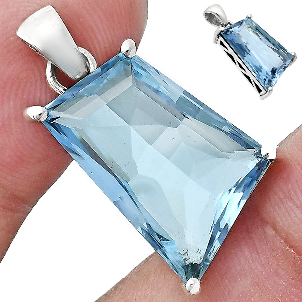 Handmade Sterling Silver Cross Pendant: Moonstone & Blue Topaz Jewelry