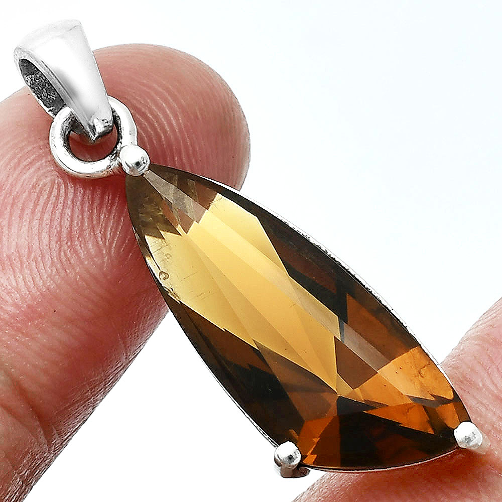 Elegant Faceted Gemstone Pendant Earrings Set 925 Sterling Silver AGT1007