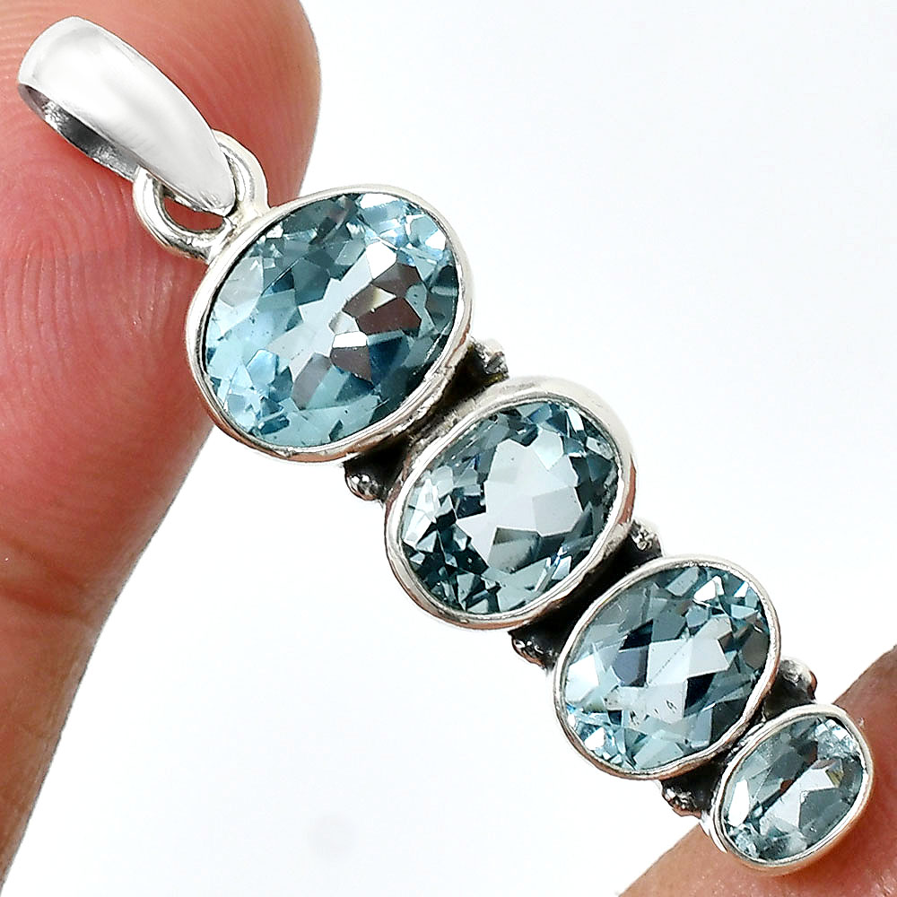 925 Silver Multi Four Stone Gemstone Oval Pendant Handmade Jewelry DGP1022