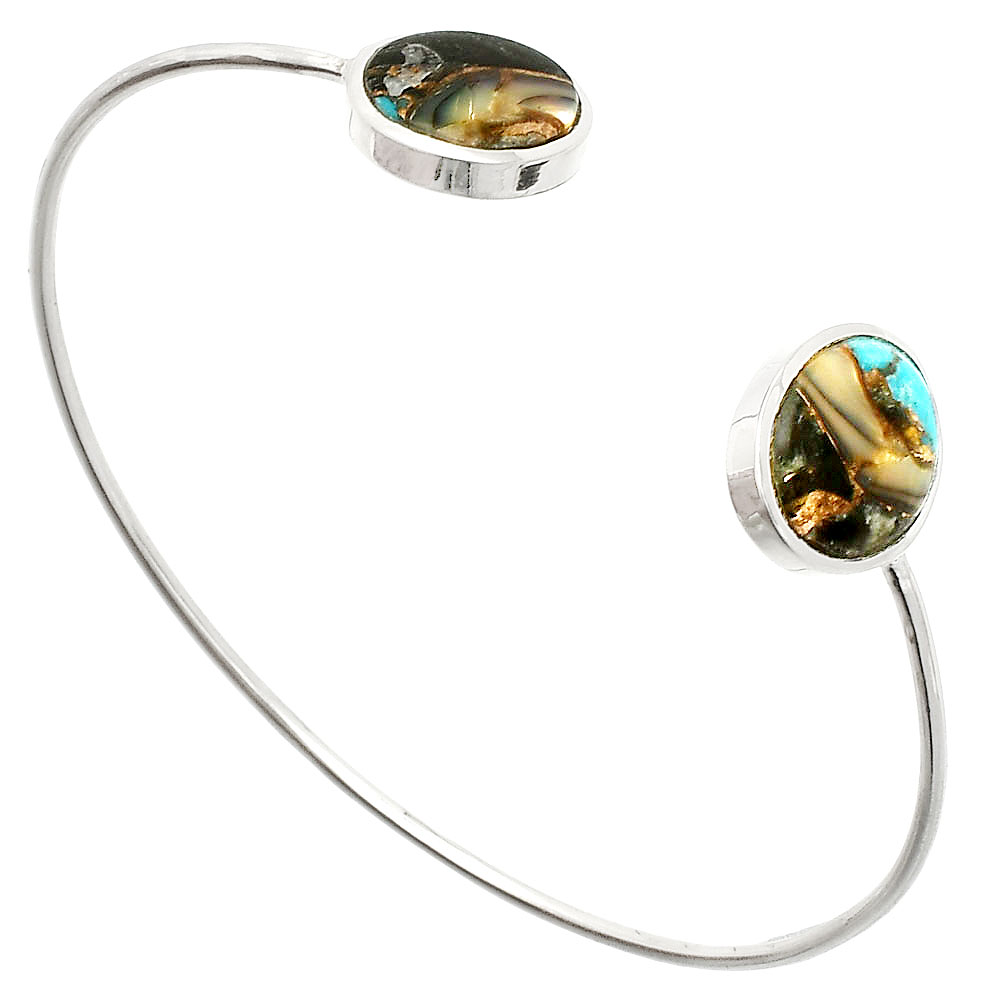 Copper Abalone Shell 925 Sterling Silver Cuff Bangle Bracelet Jewelry B-1004