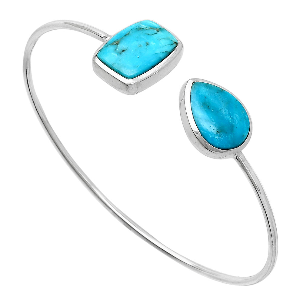 Natural Turquoise Morenci Mine 925 Silver Cuff Bangle Bracelet Jewelry B-1004