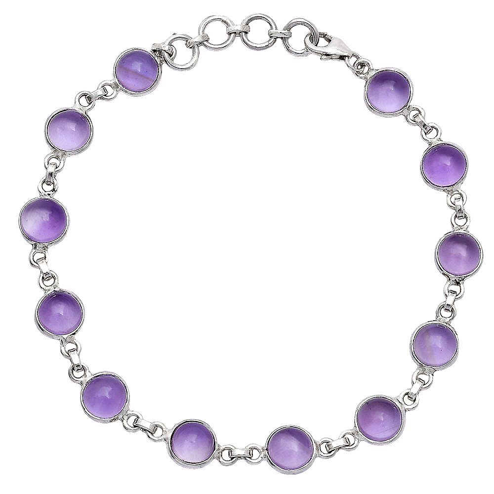 Natural Amethyst Cab - Brazil 925 Sterling Silver Bracelet Jewelry B-1001