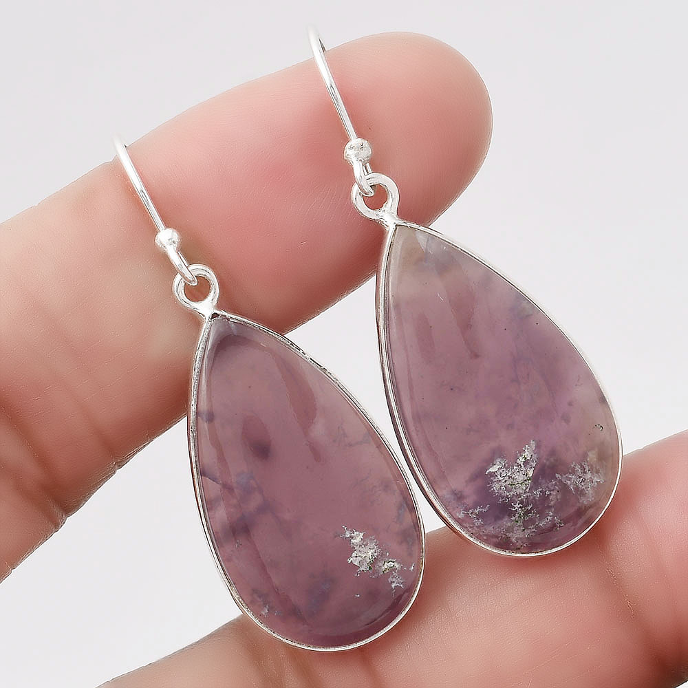 Natural Amethyst Sage Agate - Nevada 925 Sterling Silver Earrings Jewelry E-1001