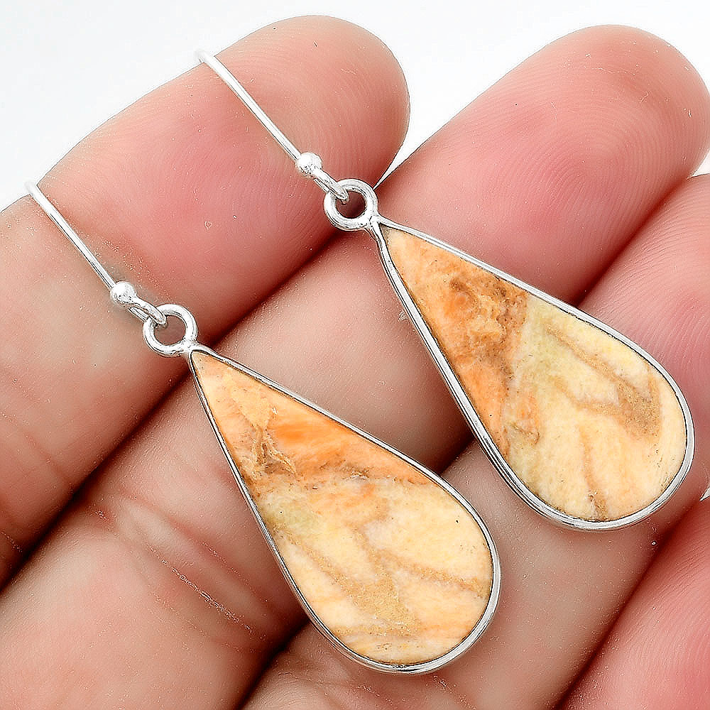 Natural Coral Jasper 925 Sterling Silver Earrings Jewelry E-1001