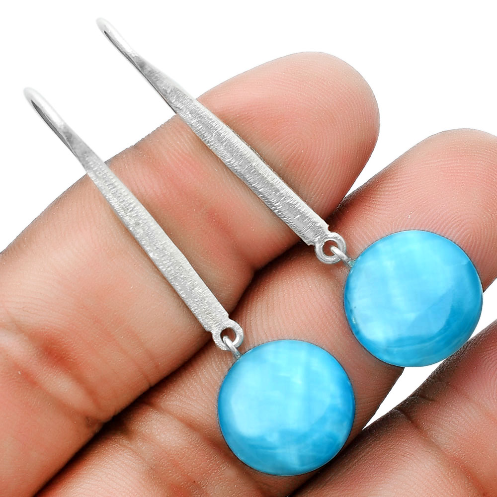 Natural Smithsonite 925 Sterling Silver Earrings Jewelry E-1095