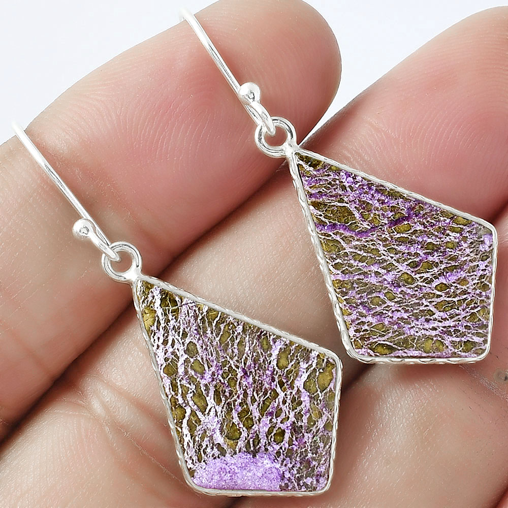 Natural Purpurite - South Africa 925 Sterling Silver Earrings Jewelry E-1001