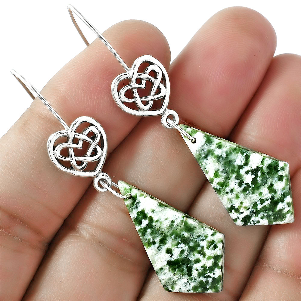Natural Dioptase 925 Sterling Silver Earrings Jewelry E-1213