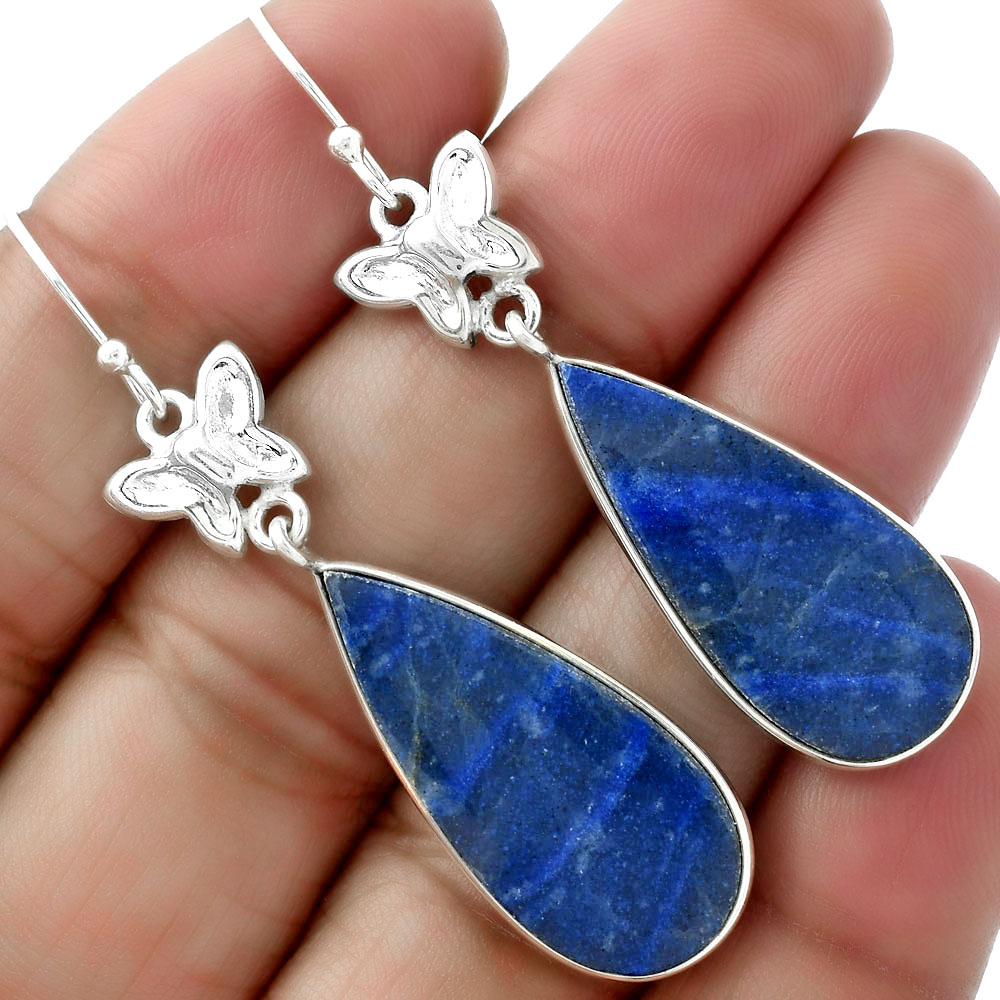 Butterfly - Dumortierite Quartz 925 Sterling Silver Earrings Jewelry E-1080