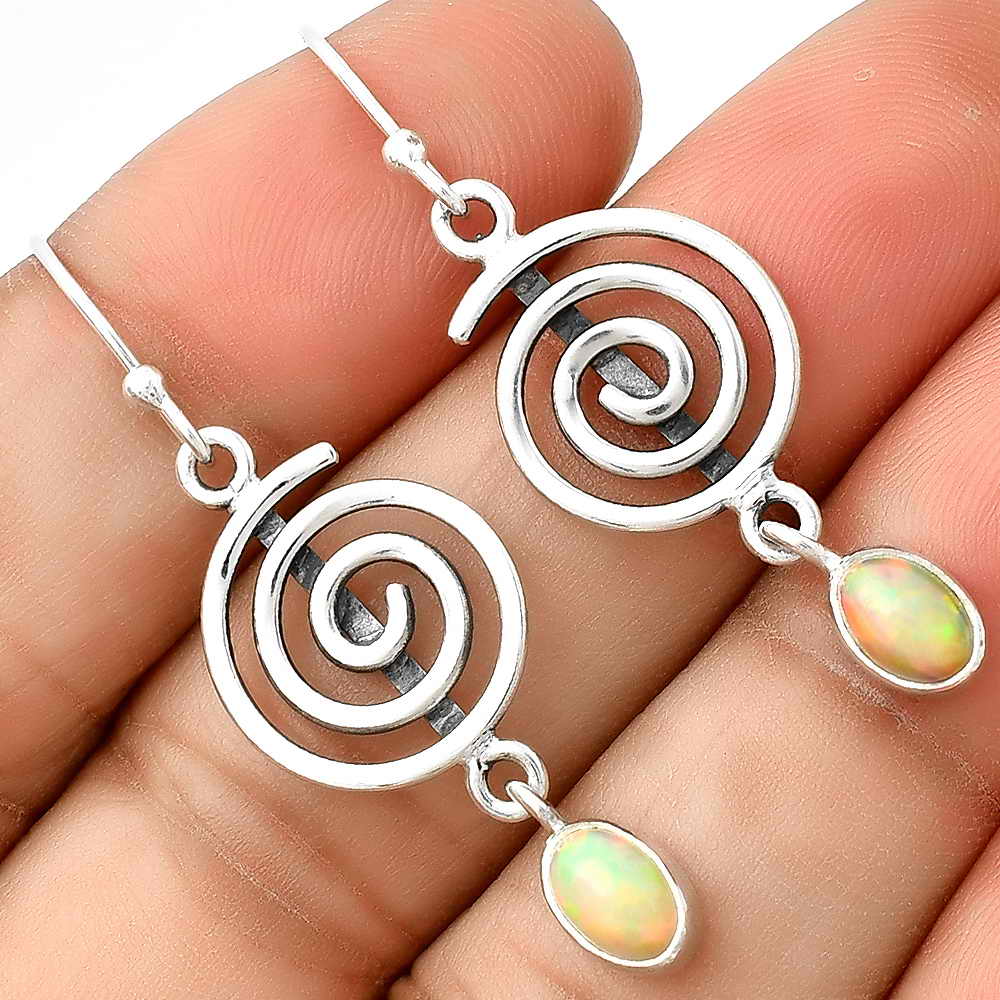 Spiral - Natural Ethiopian Opal 925 Sterling Silver Earrings Jewelry