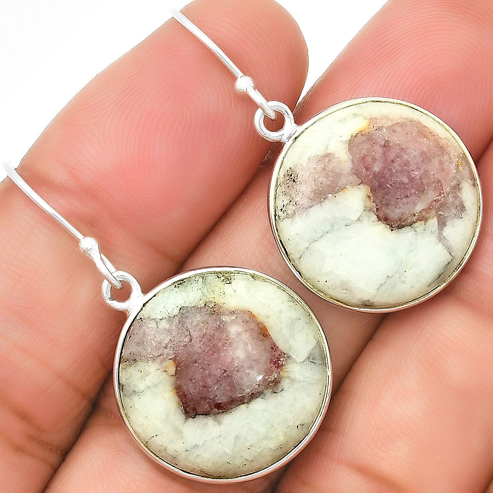 Natural Pink Tourmaline in Quartz 925 Sterling Silver Earrings Jewelry E-1001