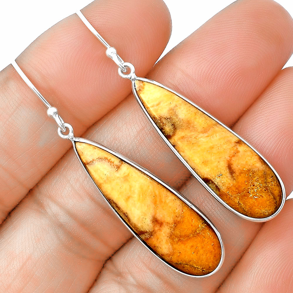 Natural Coral Jasper 925 Sterling Silver Earrings Jewelry E-1001