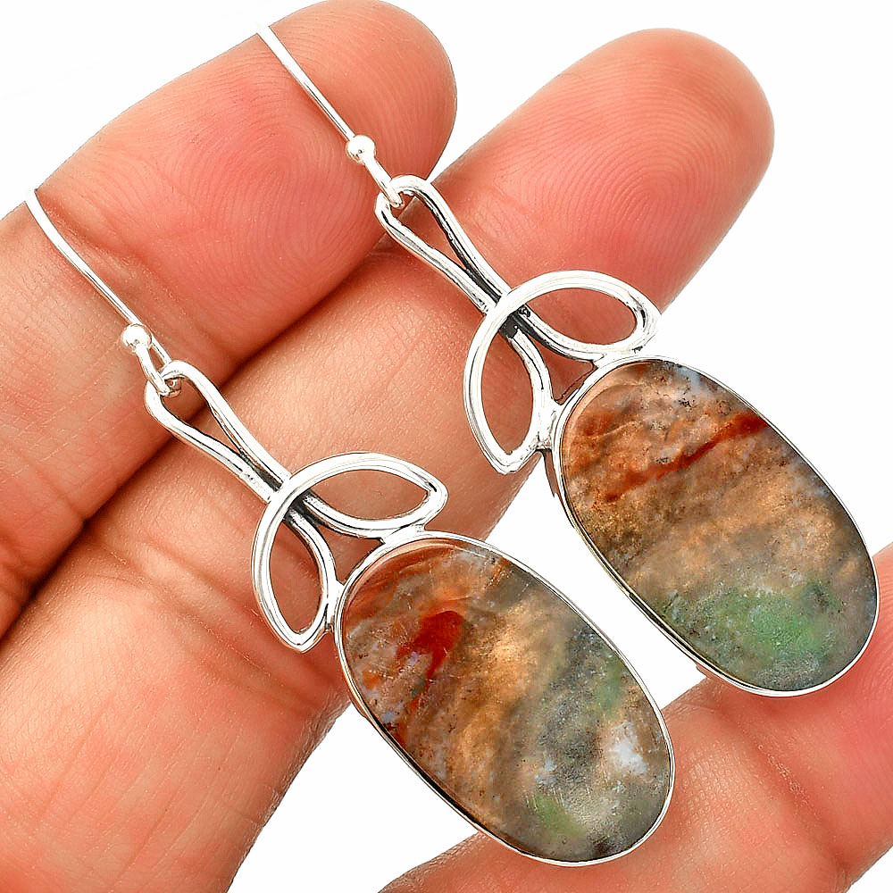 Natural Texas Moss Agate 925 Sterling Silver Earrings Jewelry E-1197
