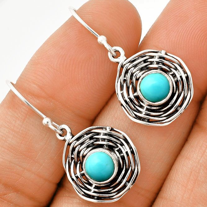 Sleeping Beauty Turquoise - USA 925 Sterling Silver Earrings Jewelry E-1222