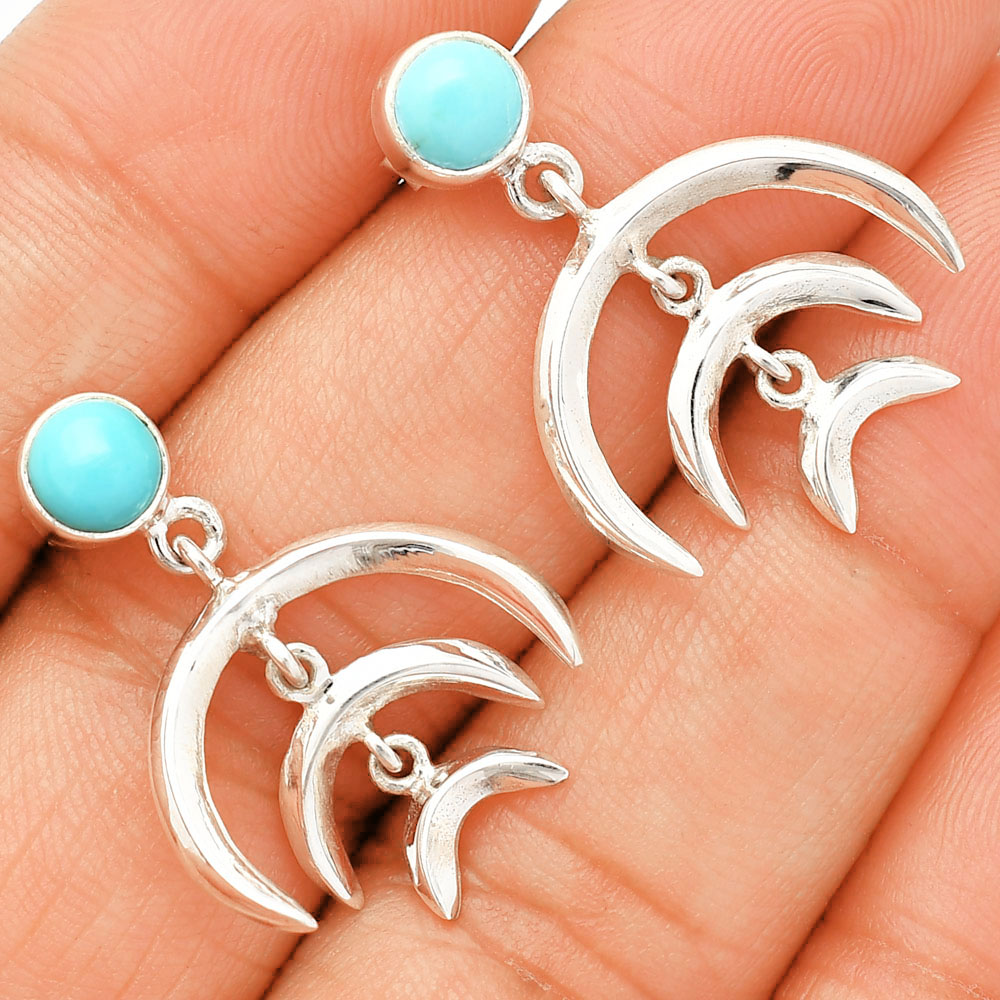 Sleeping Beauty Turquoise - USA 925 Sterling Silver Earrings Jewelry E-1249