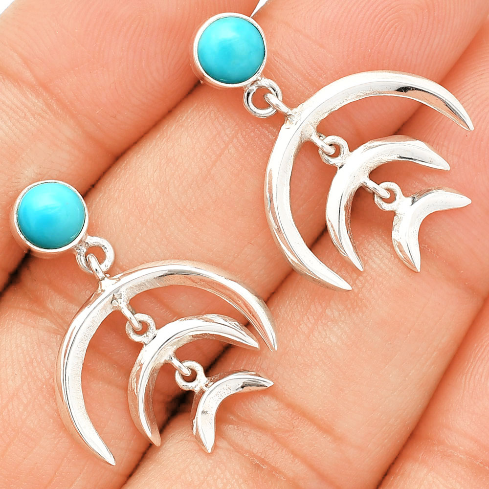 Sleeping Beauty Turquoise - USA 925 Sterling Silver Earrings Jewelry E-1249