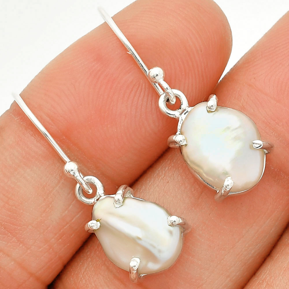 Natural Fresh Water Biwa Pearl 925 Sterling Silver Earrings Jewelry E-1021