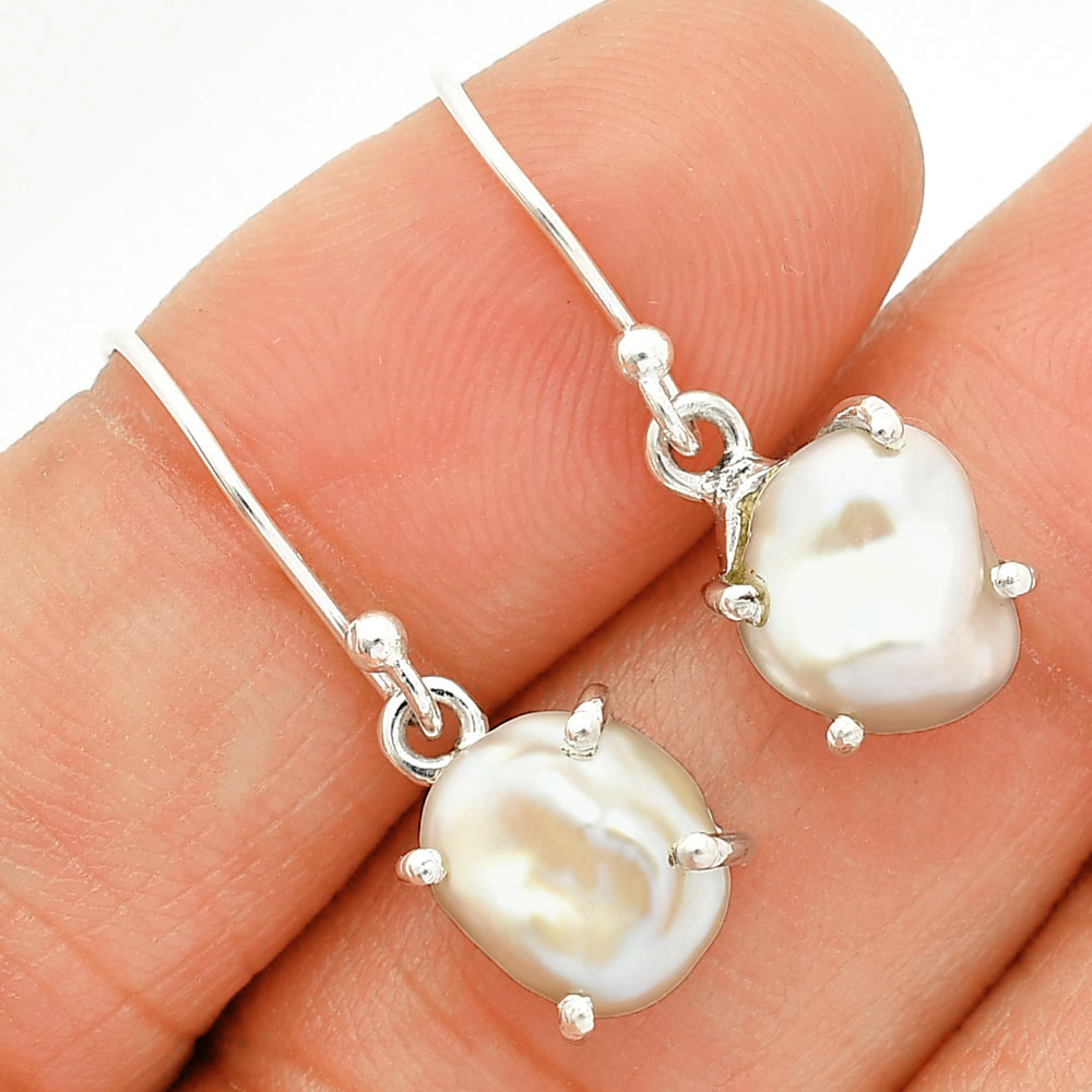 Natural Fresh Water Biwa Pearl 925 Sterling Silver Earrings Jewelry E-1021