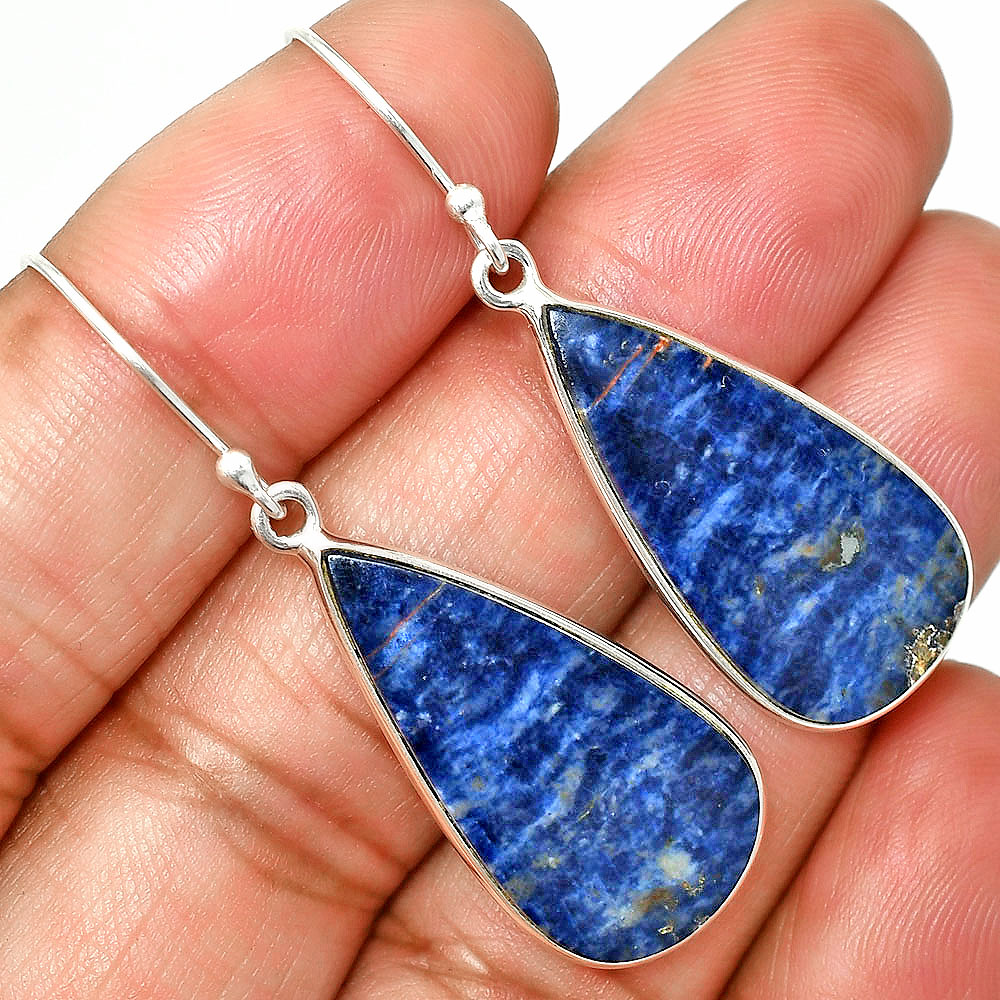 Natural Sodalite 925 Sterling Silver Earrings Jewelry E-1001