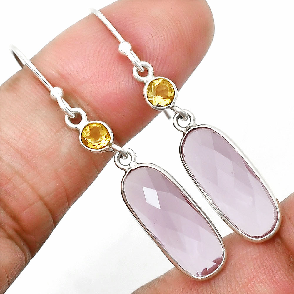 Amethyst Checker - Brazil & Citrine 925 Sterling Silver Earrings Jewelry E-1006