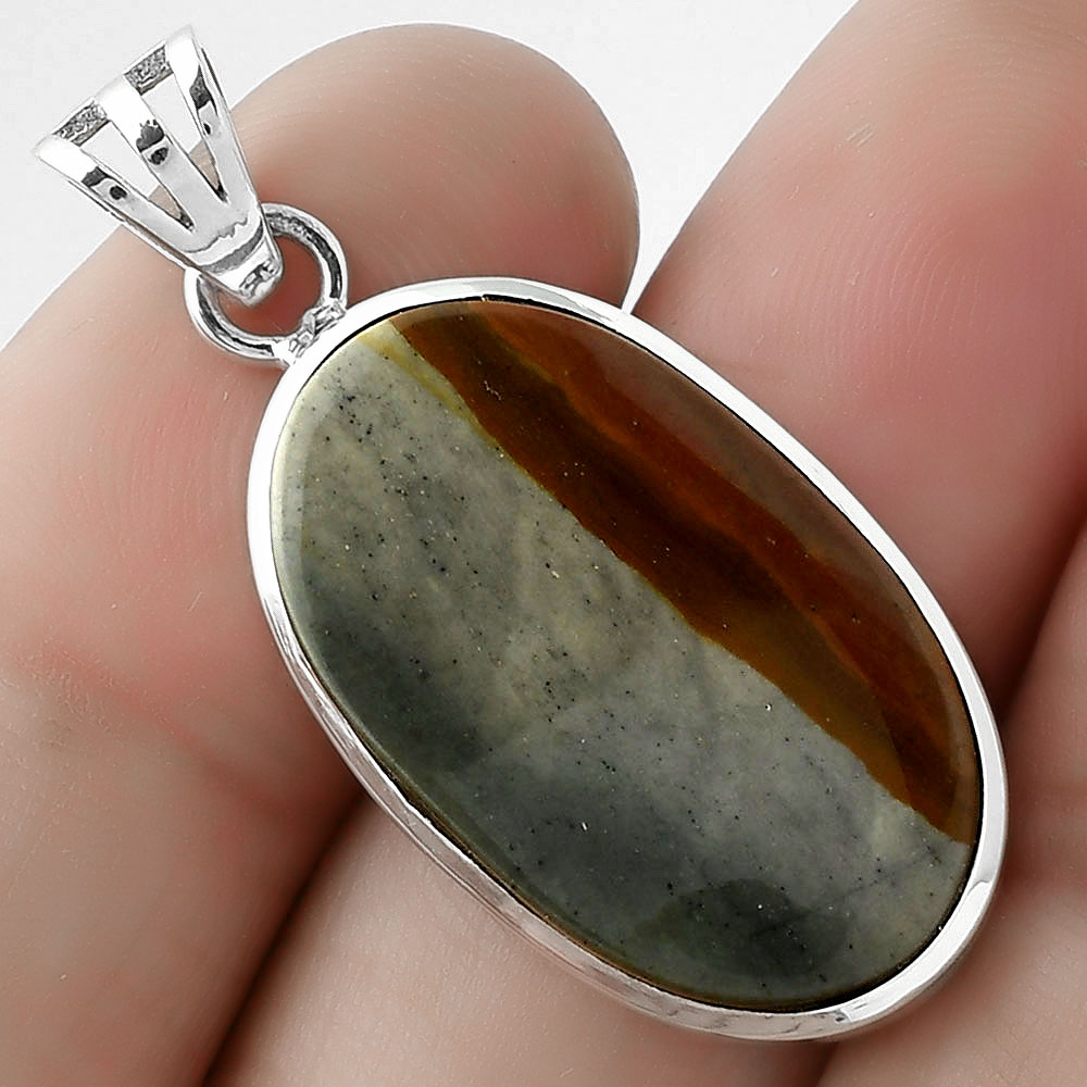 Natural Polygram Jasper 925 Sterling Silver Pendant Jewelry P-1002