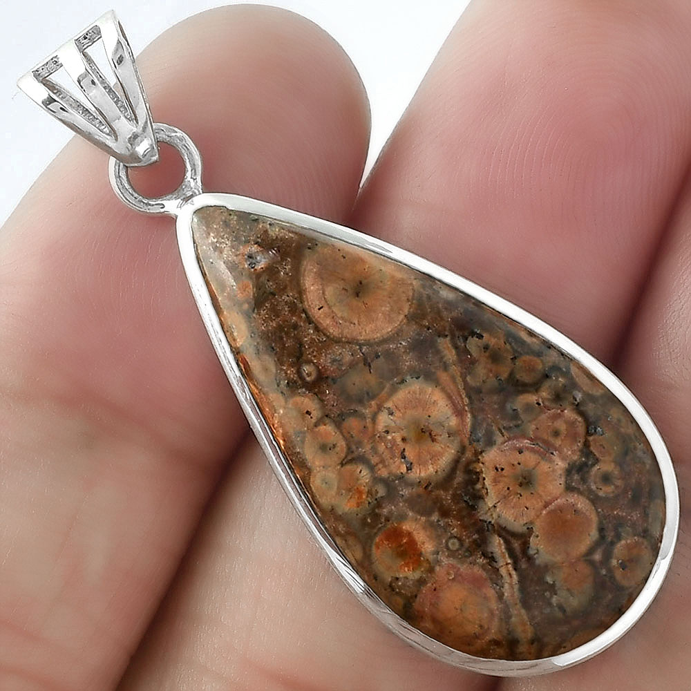 Natural Poppy Jasper 925 Sterling Silver Pendant Jewelry