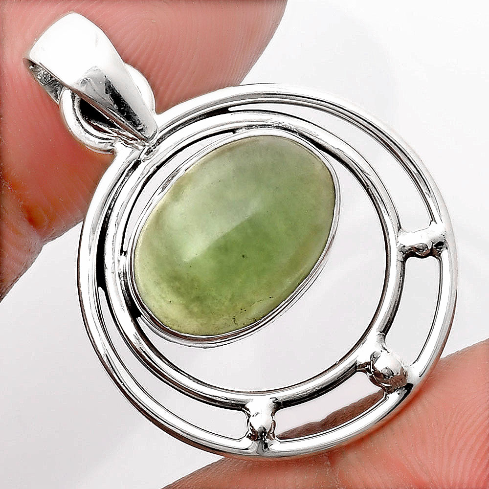 Natural Nephrite Jade - Canada 925 Sterling Silver Pendant Jewelry P-1712