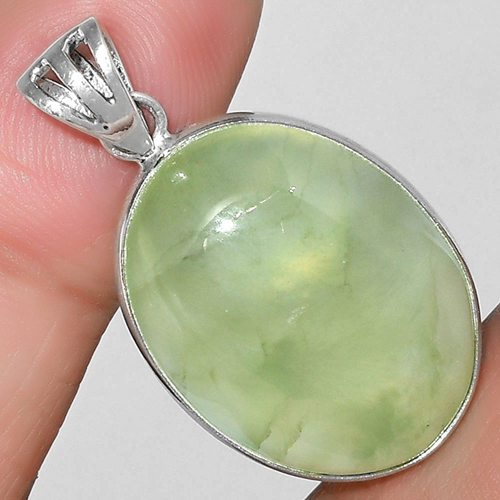 Natural Prehnite 925 Sterling Silver Pendant Jewelry P-1001