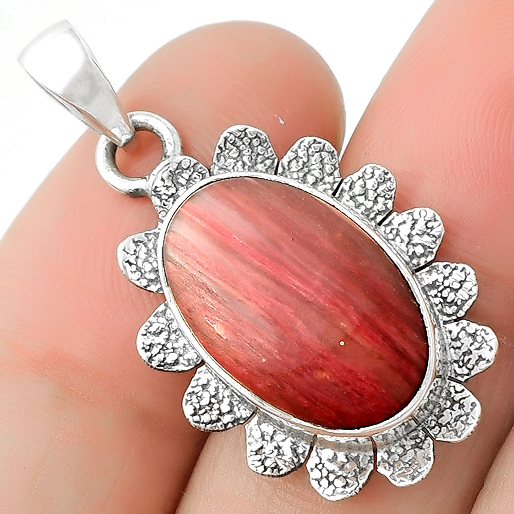 Natural Pink Tulip Quartz 925 Sterling Silver Pendant Jewelry P-1205