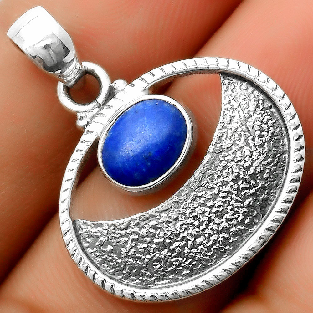 Natural Lapis - Afghanistan 925 Sterling Silver Pendant Jewelry P-1630