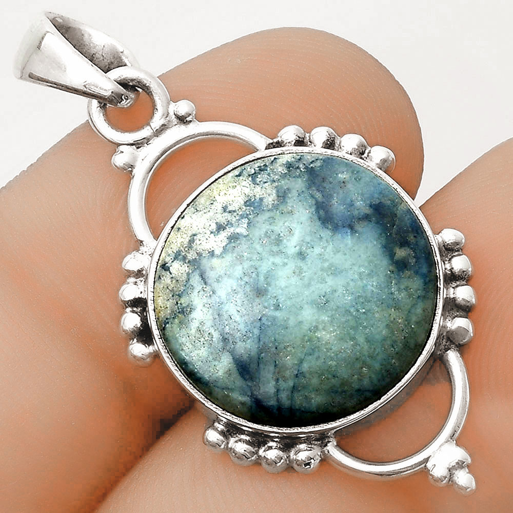 Natural Blue Scheelite - Turkey 925 Sterling Silver Pendant Jewelry P-1639