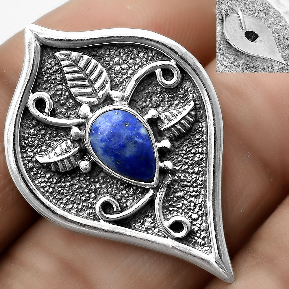 Natural Lapis - Afghanistan 925 Sterling Silver Pendant Jewelry P-1707