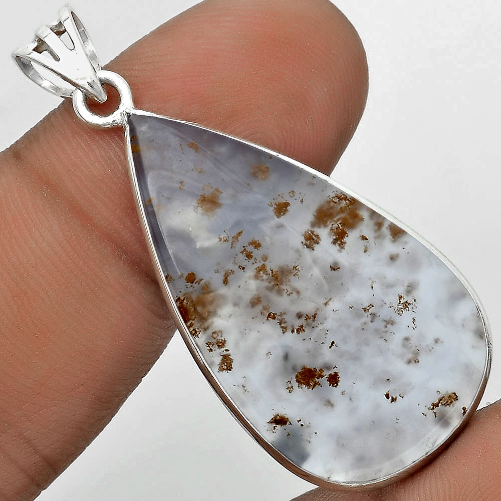 Natural Robinson Ranch Plume Agate 925 Sterling Silver Pendant Jewelry