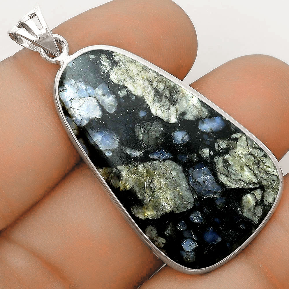 Llanite Blue Opal Crystal Sphere 925 Sterling Silver Pendant Jewelry P-1001