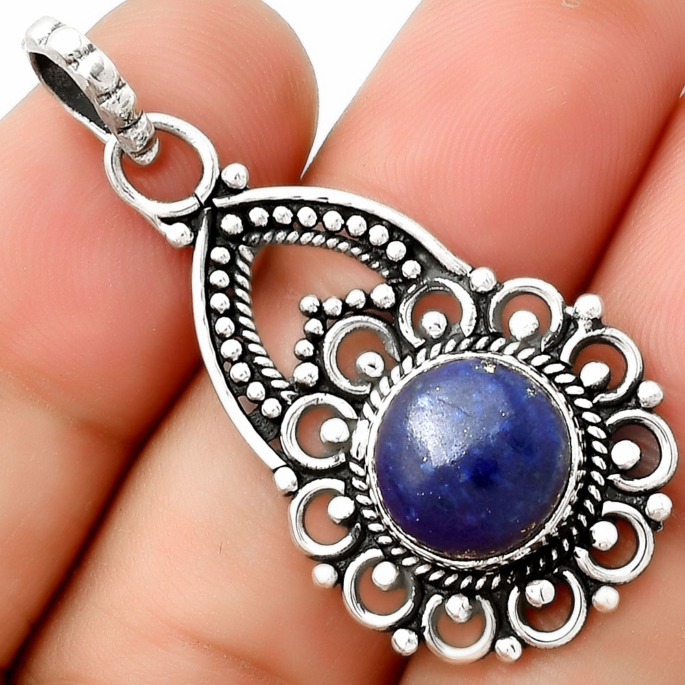 Natural Lapis Lazuli - Afghanistan 925 Sterling Silver Pendant Jewelry