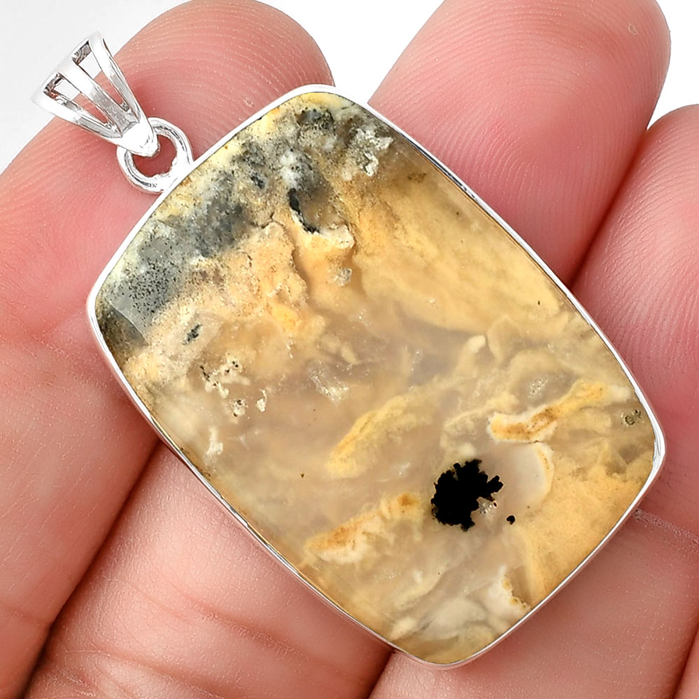 Natural Rose Plume Agate 925 Sterling Silver Pendant Jewelry P-1001