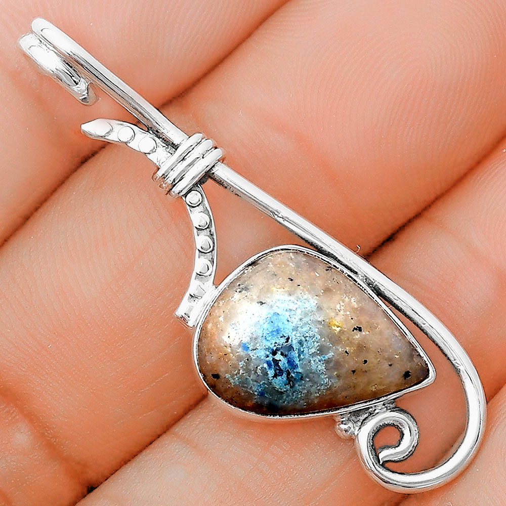 Natural Cavansite - India 925 Sterling Silver Pendant Jewelry