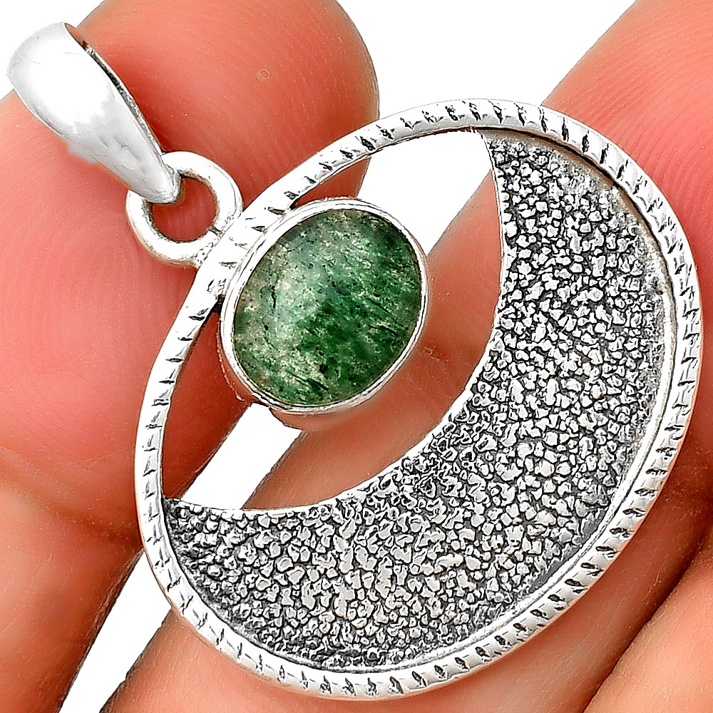 Natural Green Aventurine 925 Sterling Silver Pendant Jewelry P-1630