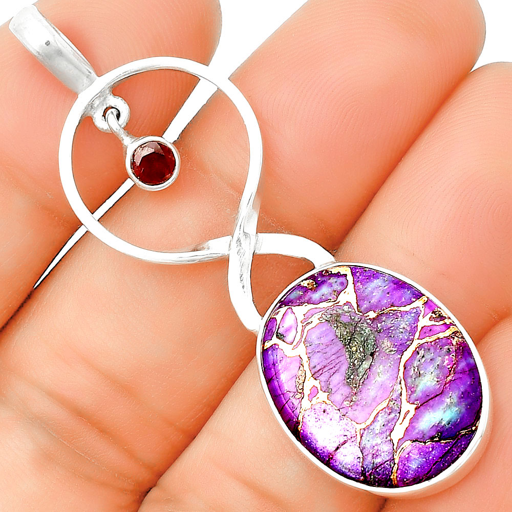 Purple Turquoise Sterling Silver Pendant