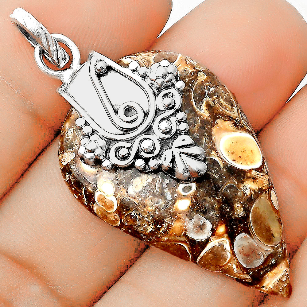 Natural Turtella Jasper - USA 925 Sterling Silver Pendant Jewelry P-1313