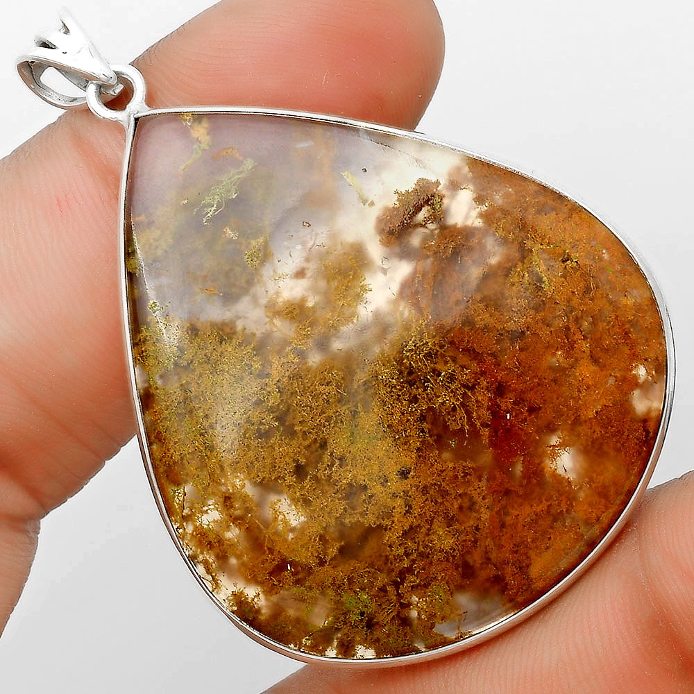 Natural Robinson Ranch Plume Agate 925 Sterling Silver Pendant Jewelry P-1001